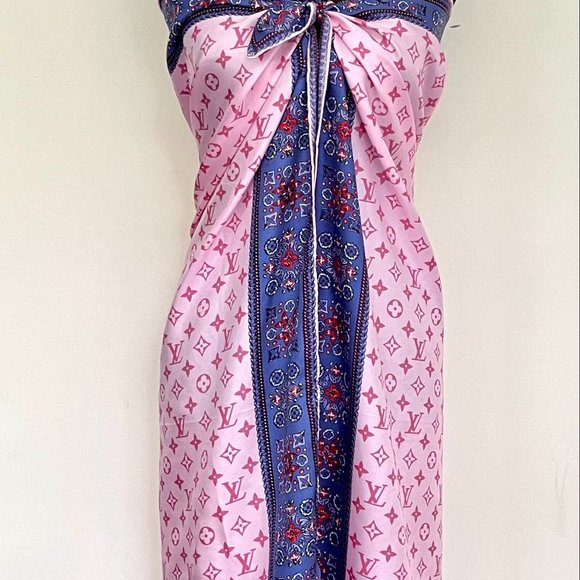 Louis Vuitton Wrap Monogram Logo Oversize Square Barbie Pink Silk Scarf - Picture 8 of 15